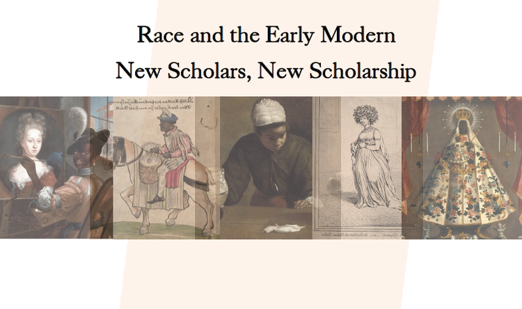 a five panel image advertising the conference. The panels contain images of black early moderns; the first painting, the second on horseback, the third working at a table, the fourth a fashion drawing, the fifth in considerable finery.